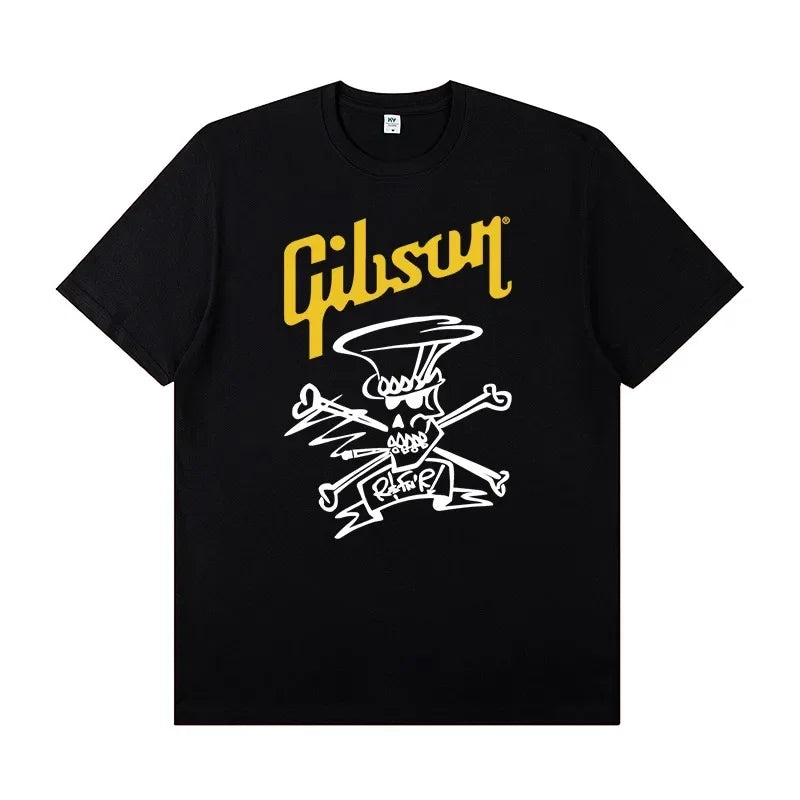 2025 Slash Collection Gibson Les Paul Short-sleeved T-shirt Rock Band Costume Summer Clothing Fashion Tops Graphic T Shirts