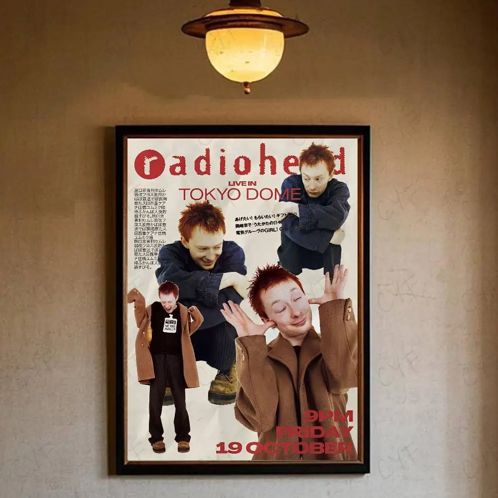 R-RadioheadES Rock and roll cool Poster HD art sticky wall waterproof home living room bedroom bar aesthetic decoration