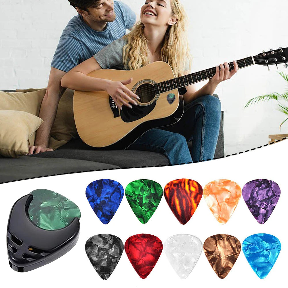 10Pcs Electric Guitar Picks Multifunction Guitar Picks & Pick Holder Set Acoustic Guitar Picks Celluloid for Guitar Lovers