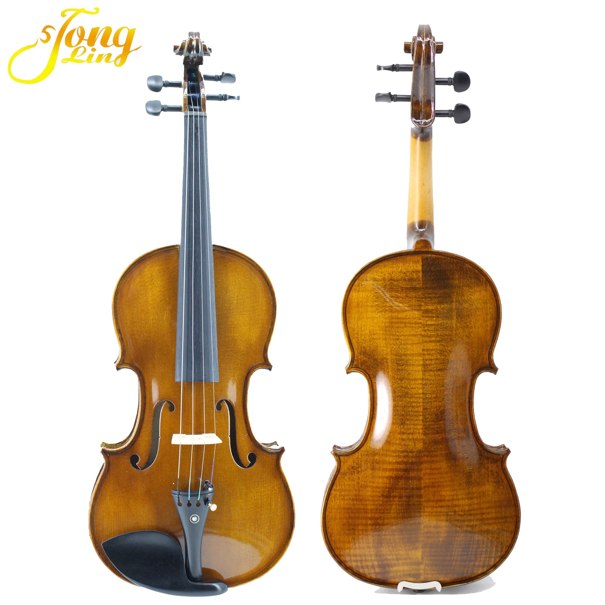 TONGLING Handmade Advanced Violin Flamed Maple Spruce Profession Violin 4/4 Ebony Parts with Bow Case Tuner
