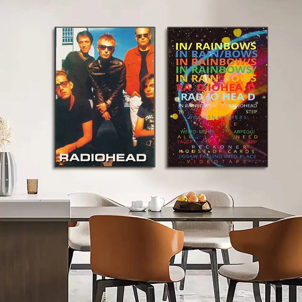 R-RadioheadES Rock and roll cool Poster HD art sticky wall waterproof home living room bedroom bar aesthetic decoration