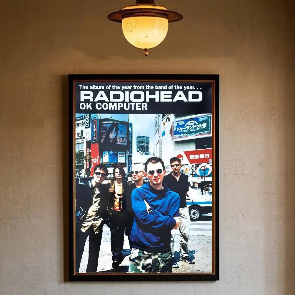 R-RadioheadES Rock and roll cool Poster HD art sticky wall waterproof home living room bedroom bar aesthetic decoration