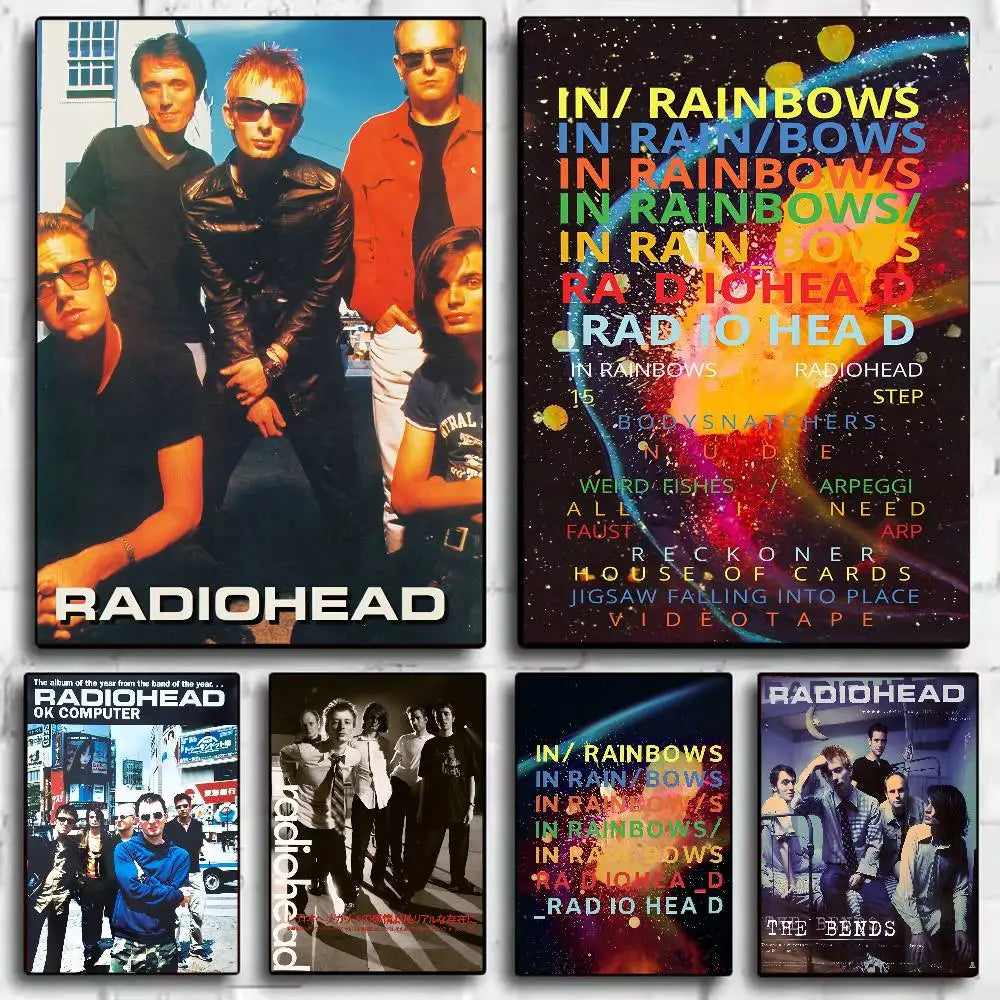 R-RadioheadES Rock and roll cool Poster HD art sticky wall waterproof home living room bedroom bar aesthetic decoration
