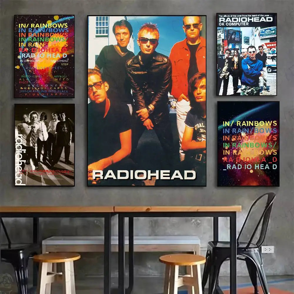 R-RadioheadES Rock and roll cool Poster HD art sticky wall waterproof home living room bedroom bar aesthetic decoration