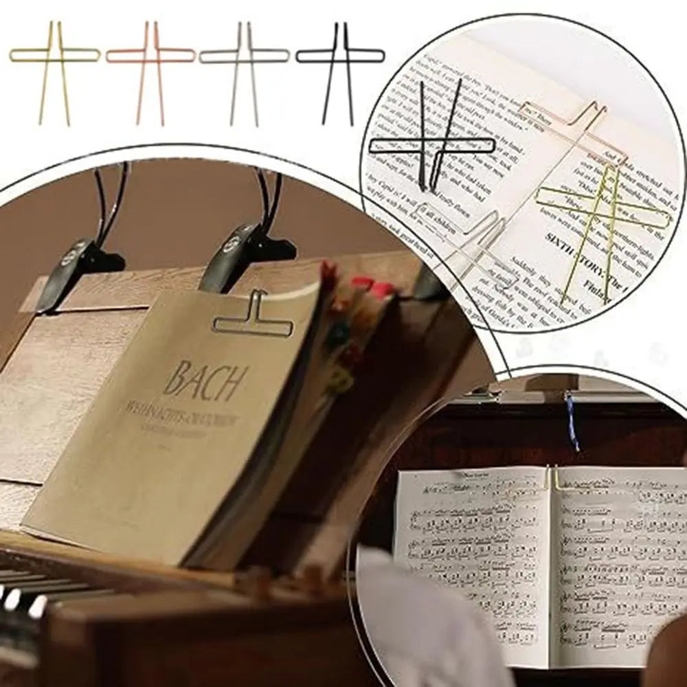 Metal Music Book Clips Hollow Out Page Holder Pianos Stands For Speech Draft Cooking Recipe Magazines Newspapers Song Book Clips