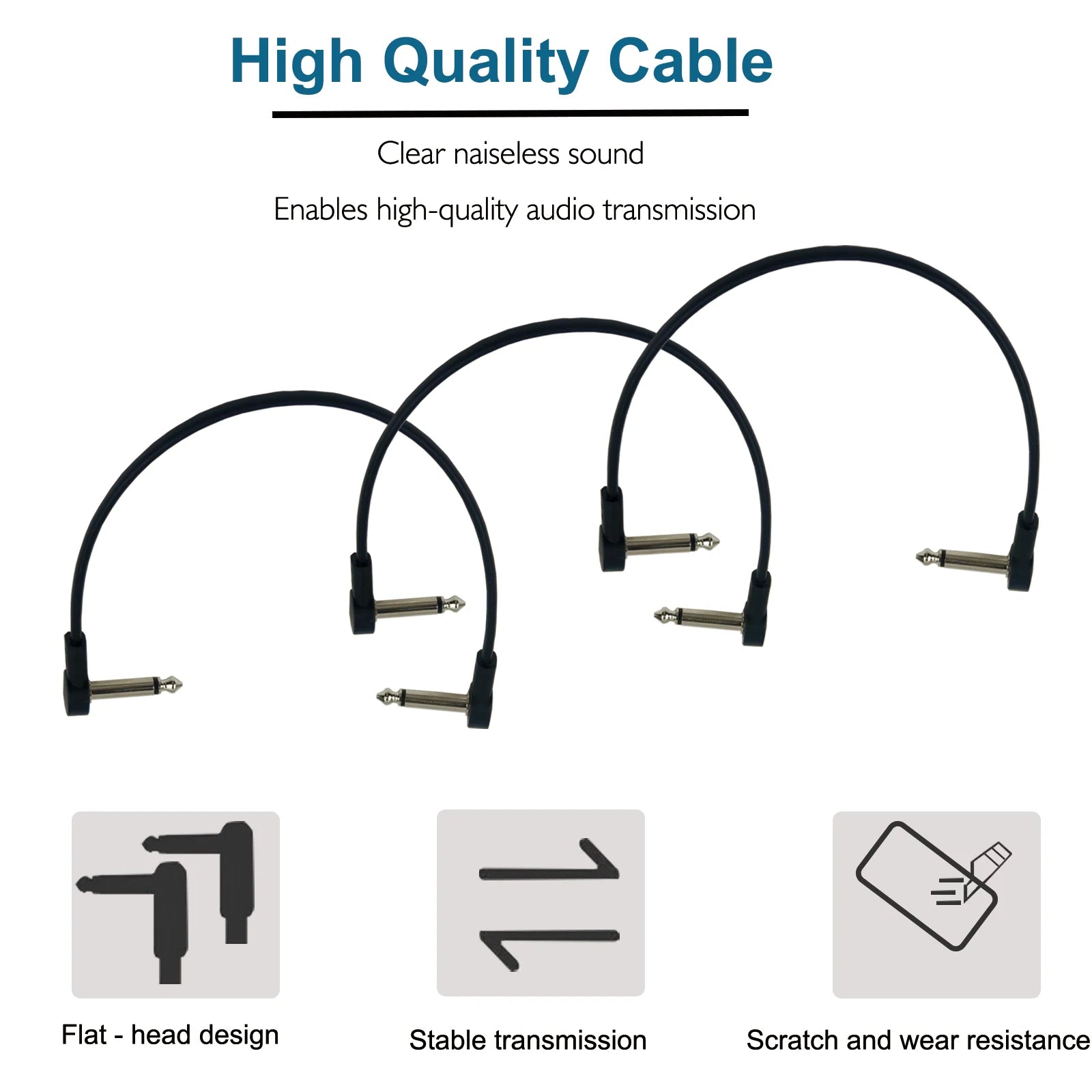 Miwayer Anti-Noise Electric Guitar Pedal Audio Cable 1/4 Right Angle Pedal Connectors/for Pedal Music Instrument Accessories